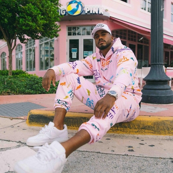 Von Dutch Unisex Pink All Over Print Sweatpants/Joggers |LIMITED EDITION|NEW/NWT - Picture 3 of 16